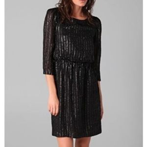 Alice & Olivia Black Eleanor Metallic Striped Dress A25001
